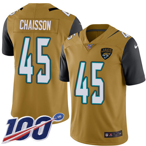 Jacksonville Jaguars 45 KLavon Chaisson Gold Youth Stitched NFL Limited Rush 100th Season Jersey